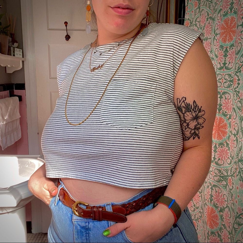 Forever 21 striped crop top with pocket